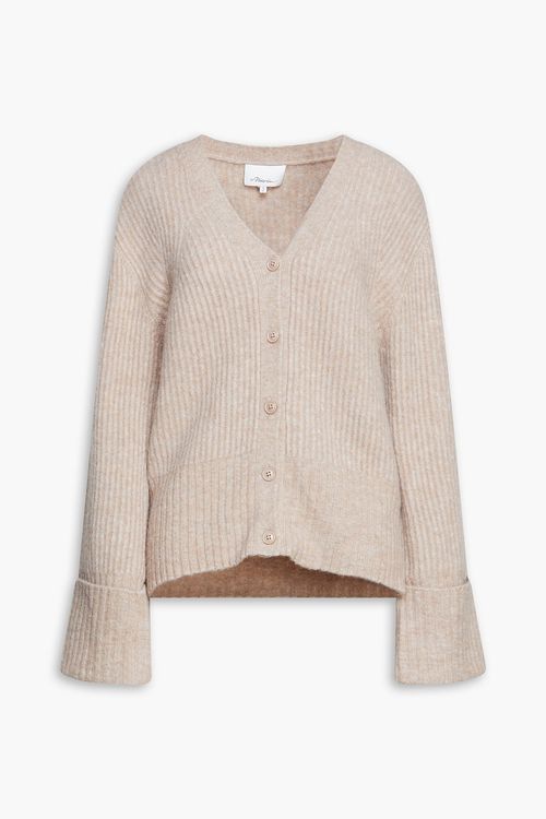 Brushed ribbed-knit cardigan - Neutral - XS