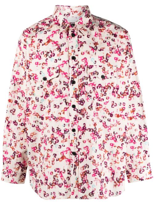 Graphic-print long-sleeved shirt - Neutrals