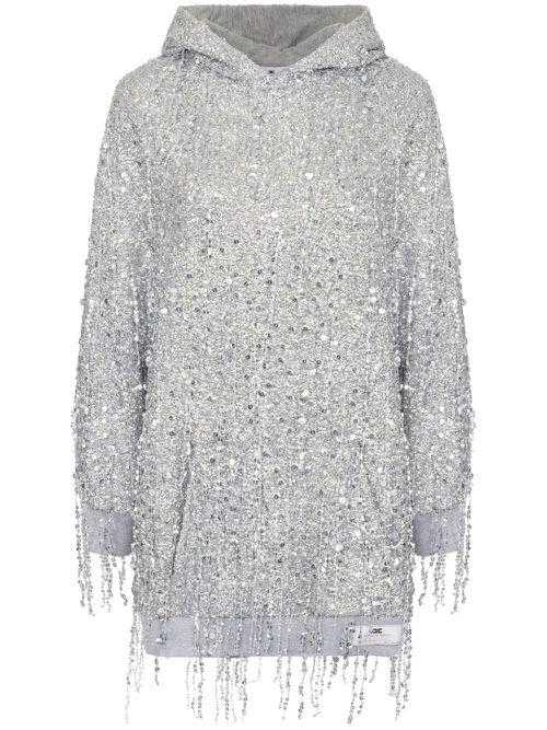 Sequin-embellished hooded mini dress - Silver