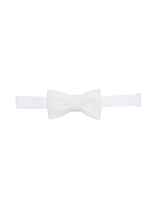Ribbed band bow tie - White