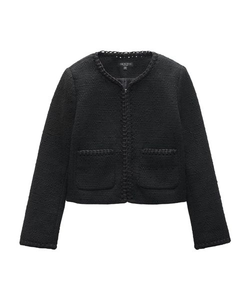 Cheyenne Whipstitch-Trimmed Tweed Lady Jacket