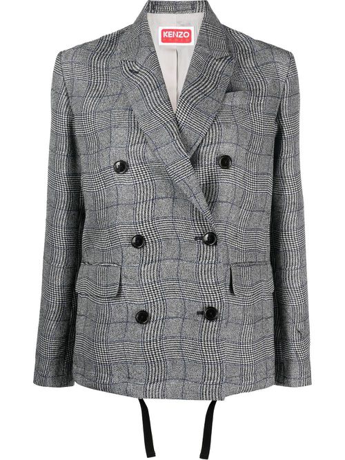 Prince of Wales-check double-breasted blazer - Black