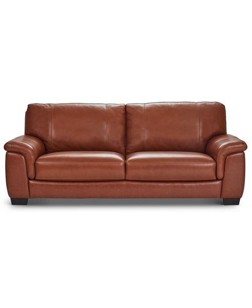 "Cobbie Leather 89"" Sofa, Exclusive - Brandy"