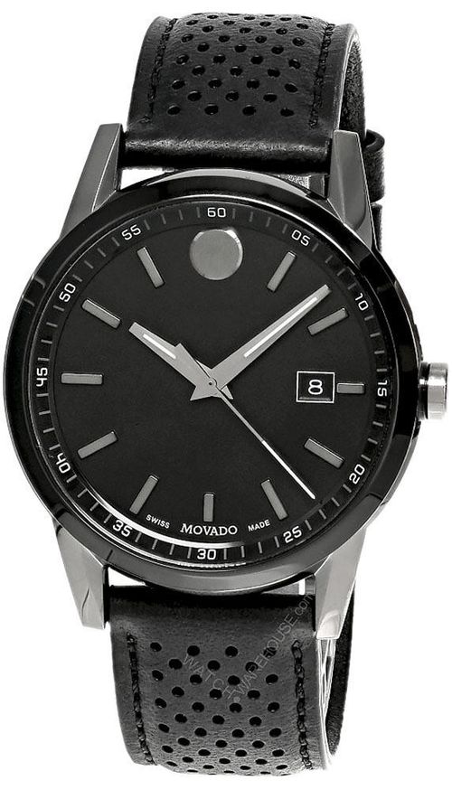 MOVADO Museum Sport 42MM Black Dial LTHR Men's Watch 0607559 / 607559