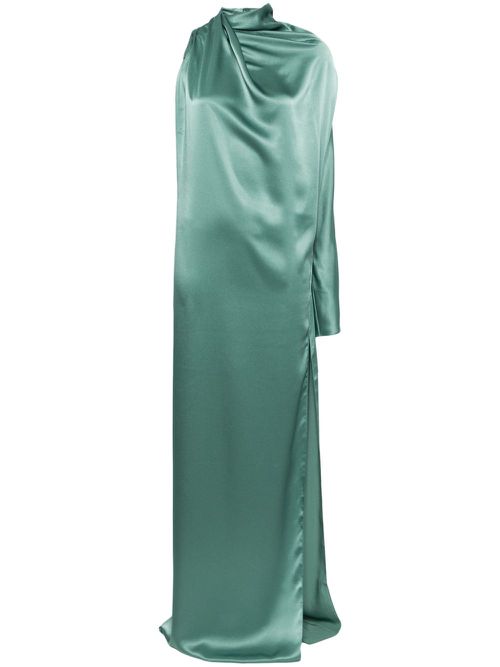 Single-sleeve draped gown - Green