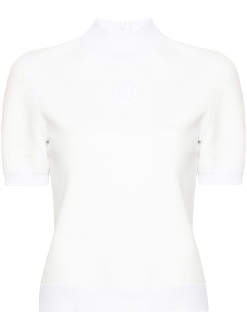 토리버치 여성 logo-embossed mock-neck T-shirt - 화이트 157562