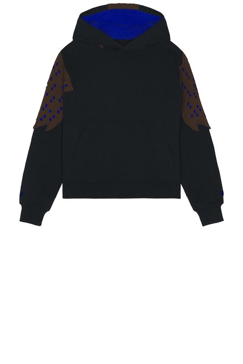 Kiko Kostadinov Perforated Fleece Hoodie in Black Rinse - Black. XL/1X also in L