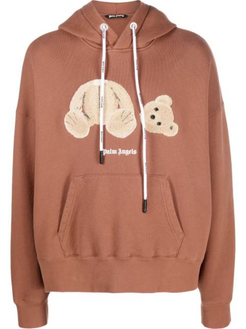 Bear logo-print relaxed hoodie
