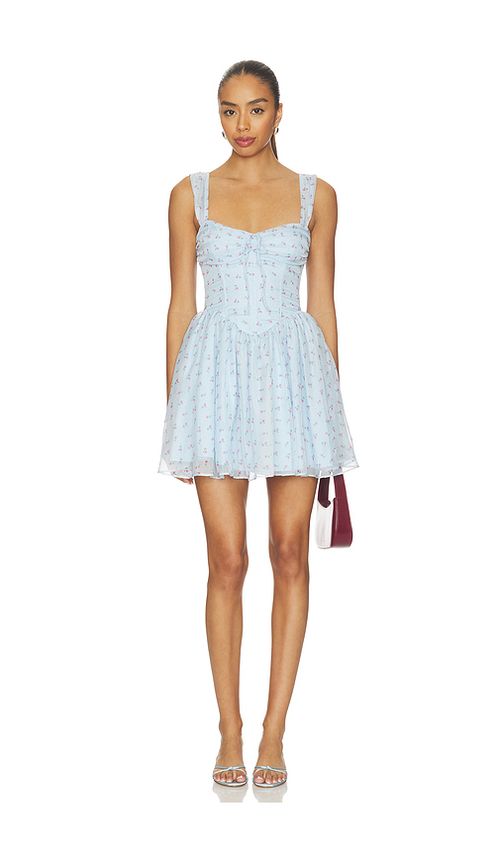 For Love & Lemons That's Amore Bouquet Mini Dress in Blue. XS also in S, M