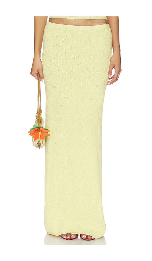 ASTA RESORT Pointelle Carolina Skirt in Lemon. XL also in XS, S