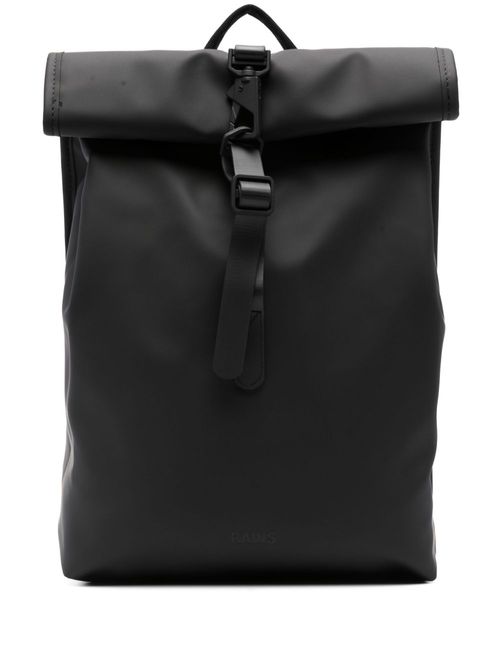 Mini Rolltop Rucksack logo-embossed backpack - Black