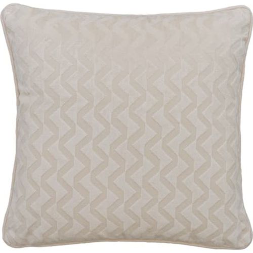 Hudson Ivory, Sustainable Feather, Cushion, 55cm x 55cm - Andrew Martin Velvet Geometric