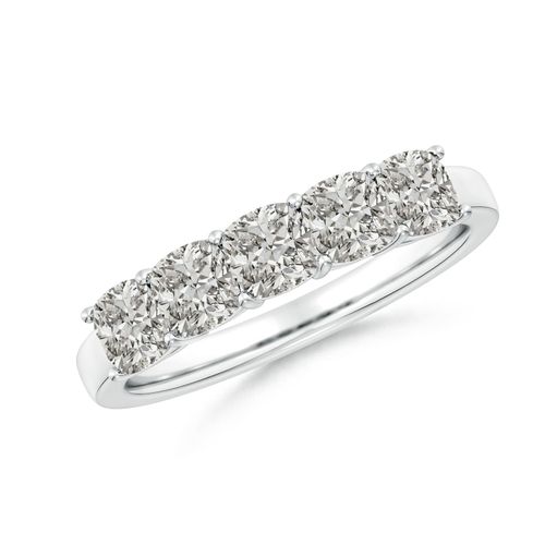 Angara 1.8 Carats Prong-Set Cushion Diamond Five Stone Wedding Ring in 14K White Gold