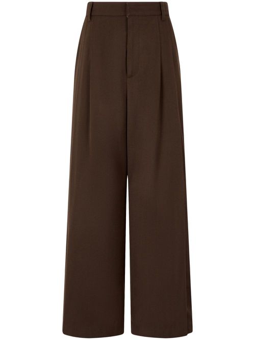 Wide-leg wool trousers - Brown