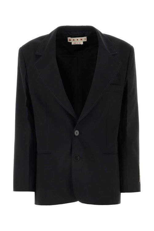 Virgin Wool Blend Blazer — Black