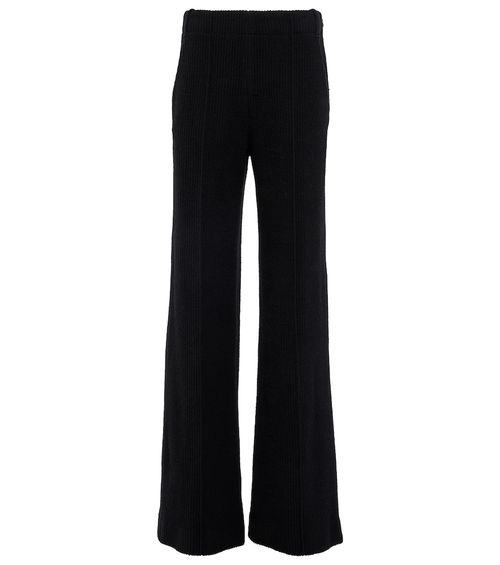 High-rise flared virgin wool pants