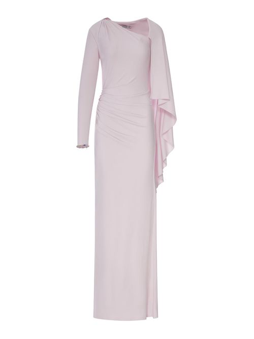 Long Draped Pink Jersey Dress