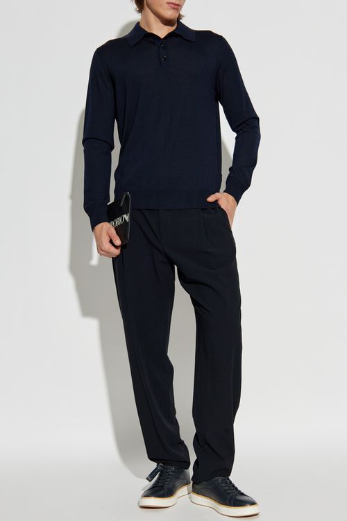 Pleated Trousers, Men's, Black