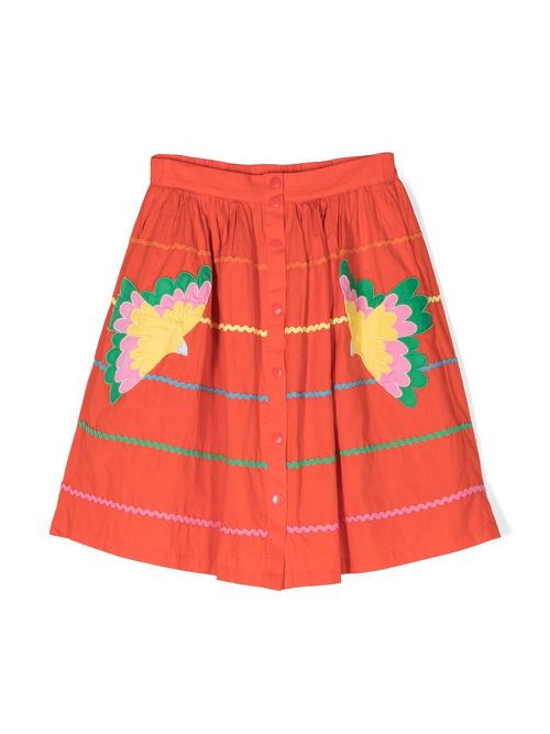 Embroidered button-up skirt - Orange
