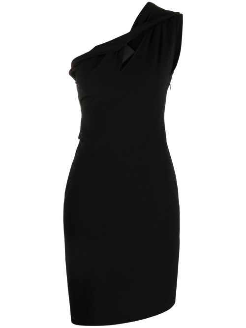 One-shoulder cut-out mini dress - 001 BLACK