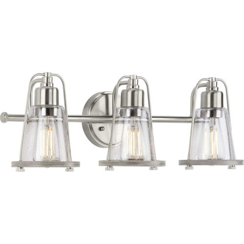 Brushed Nickel Three Light Bath Bracket from the Conway Collection