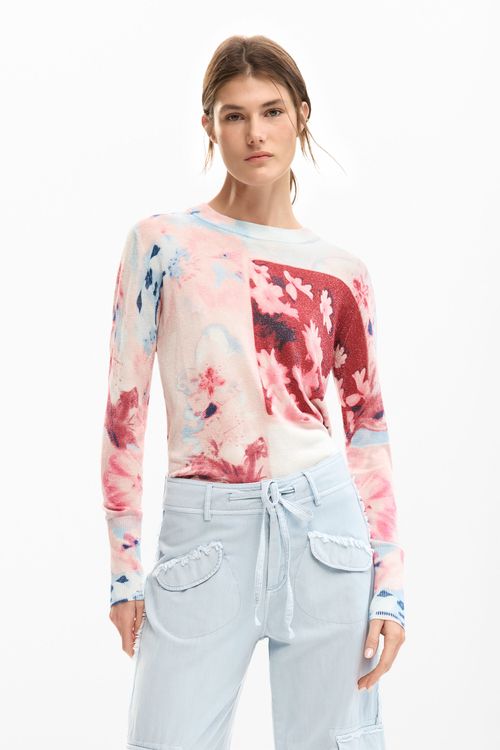 Fine knit collage sweater