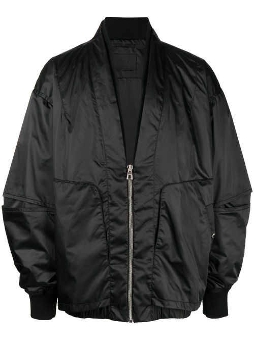 Collarless double-neck bomber jacket - Black