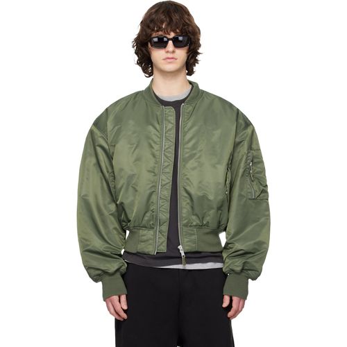 Khaki Cropped Broad Bomber Jacket