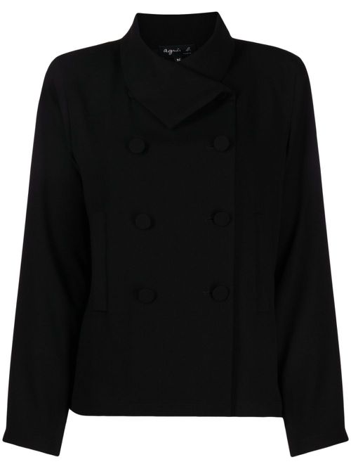 Asymmetric double-breasted jacket - Black