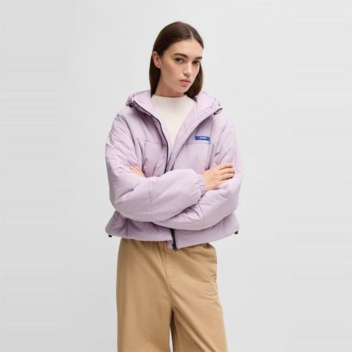 Hugo Womens Freya Hooded Neck Solid Patterned Puffer Jacket in Lgt/Pstl Purple