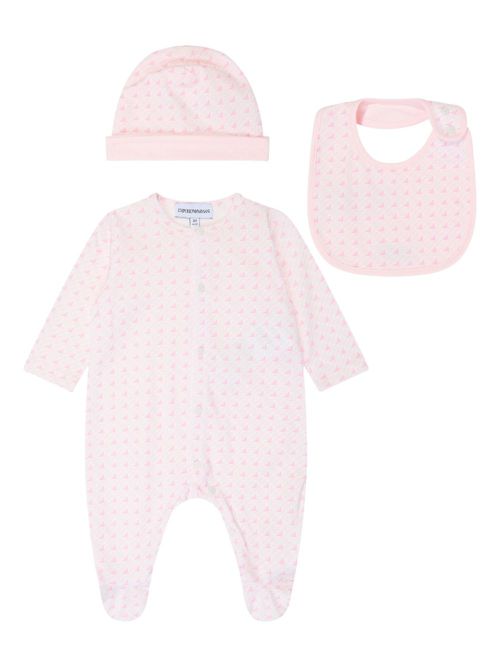 Jacquard pattern babygrow set - Pink