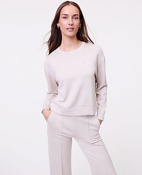 Ann Taylor Weekend Crew Neck Sweatshirt in CloudPlush