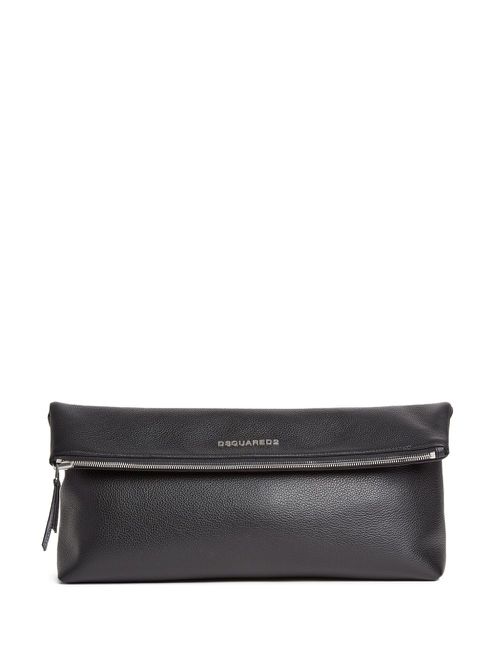 Neoclassic pebbled leather messenger bag - Black