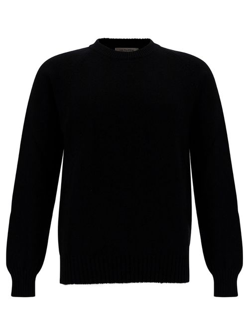 Black Crewneck Ribbed Sweater