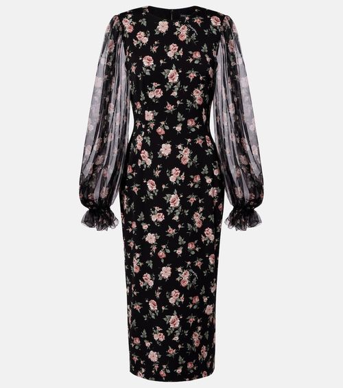 Floral silk-blend midi dress