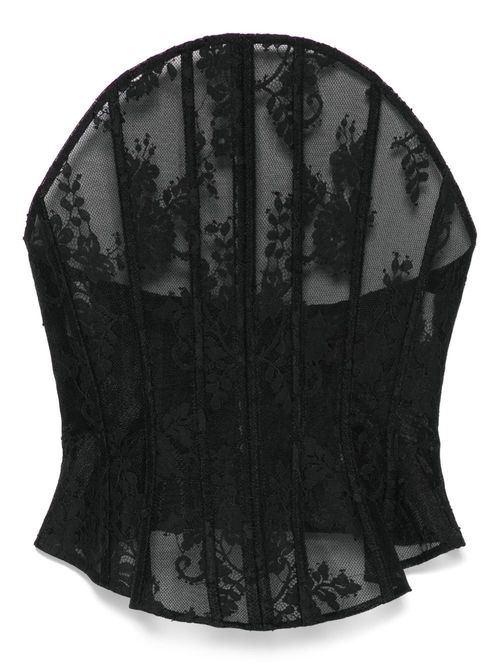 Cotton-blend corset top - Black