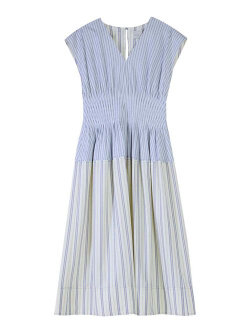 Gathered Striped Dress