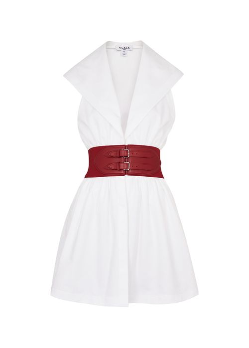 Alaïa Hooded Cotton Mini Dress - White - 40 (UK12 / M)