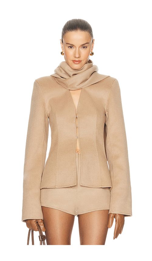 Camila Coelho Marielle Jacket in Taupe. L. Also in M, S, XL