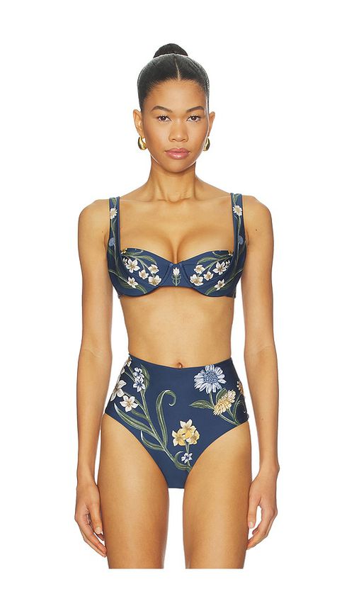 Agua by Agua Bendita Zucchini Laguna Bikini Top in Navy. - L also in M