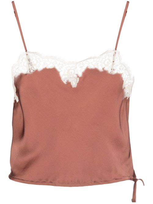 Lace-trim camisole top - Brown