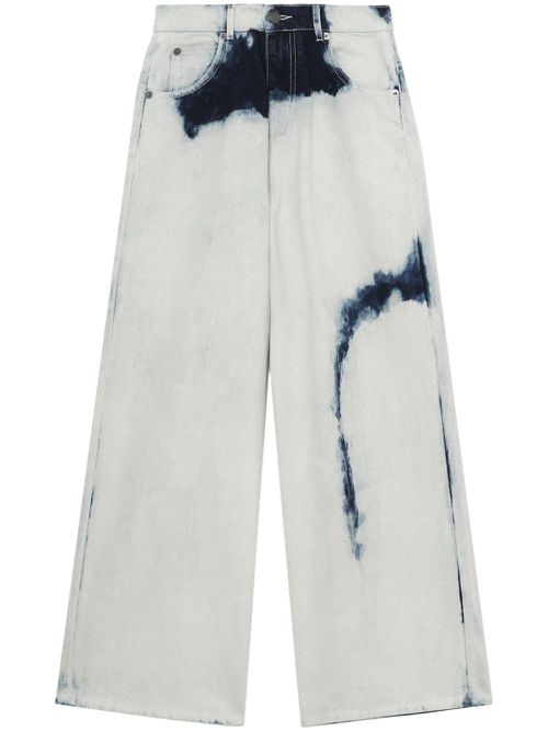 Bleached effect wide-leg jeans - White