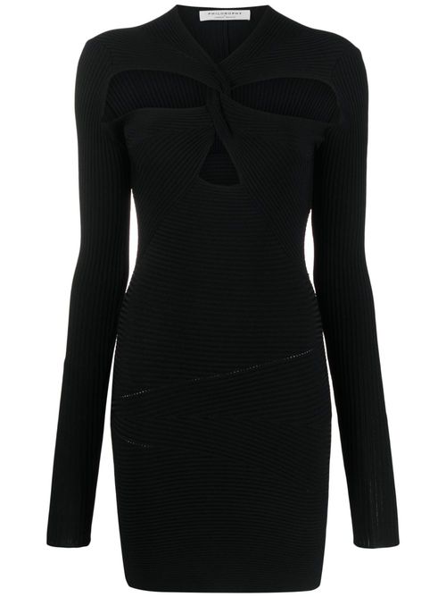 Cut-out ribbed minidress - Black