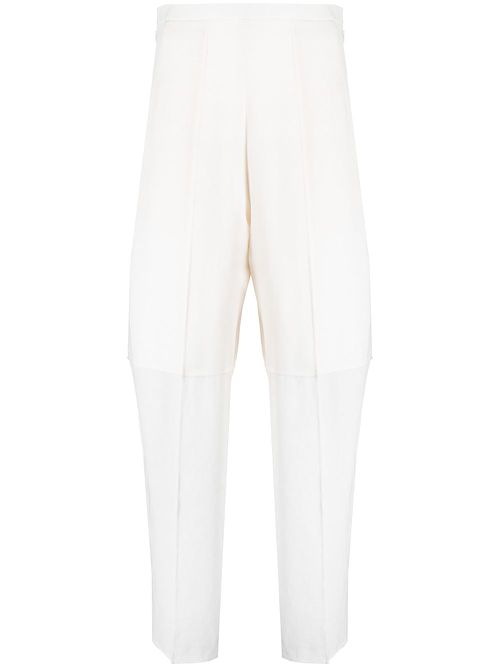 High-waisted pressed-crease straight-leg trousers - White