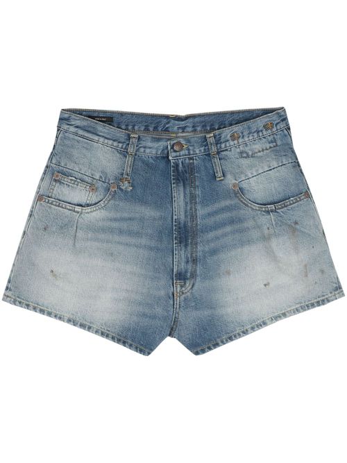 Stained denim shorts - Blue