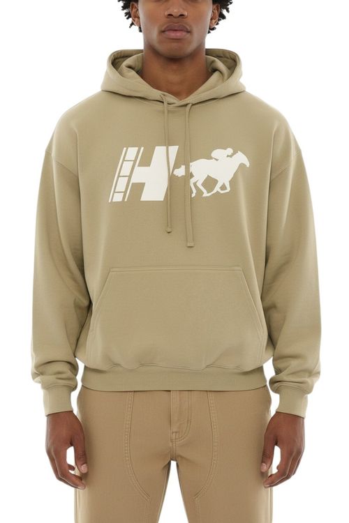 Beige Graphic Print Hoodie