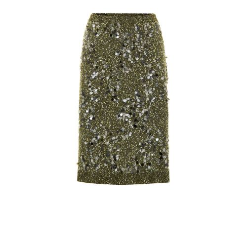Sequined Knit Skirt — Green