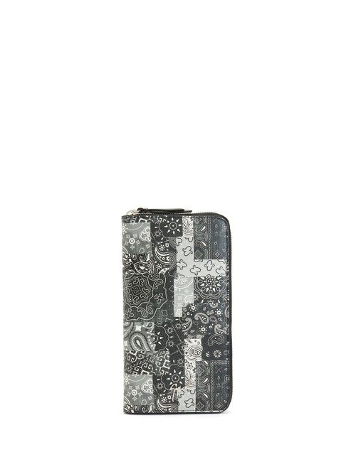 Paisley-print leather wallet - Black