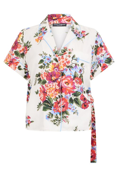Floral Silk Shirt — White