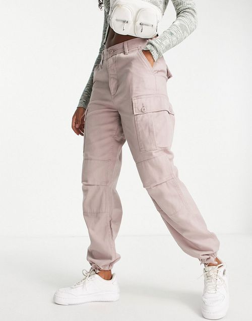 Relaxed cargo trousers in washed pink